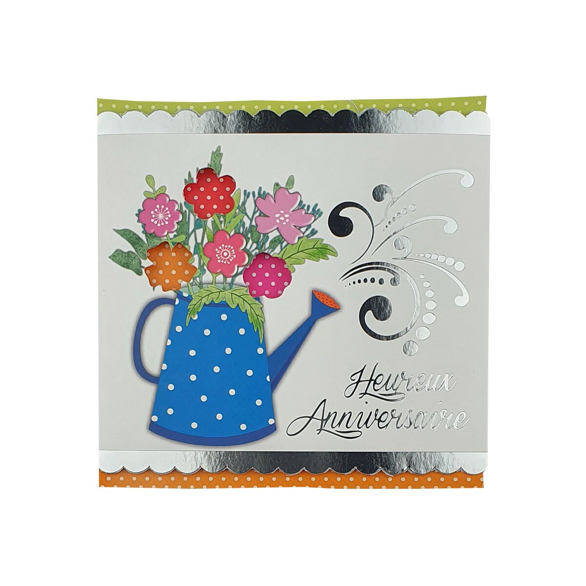 2-fold postcard for birthday 14 X 14 cm folded with Millennium envelope