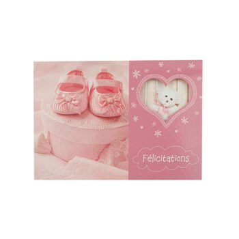 2-fold postcard for newborn girls, L 15.0 X l 10.5 cm, folded with Hublot envelope