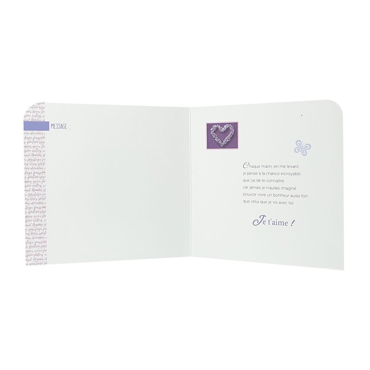 2-fold postcard for any occasion of 16 X 16 cm folded with envelope Les mots du cœur