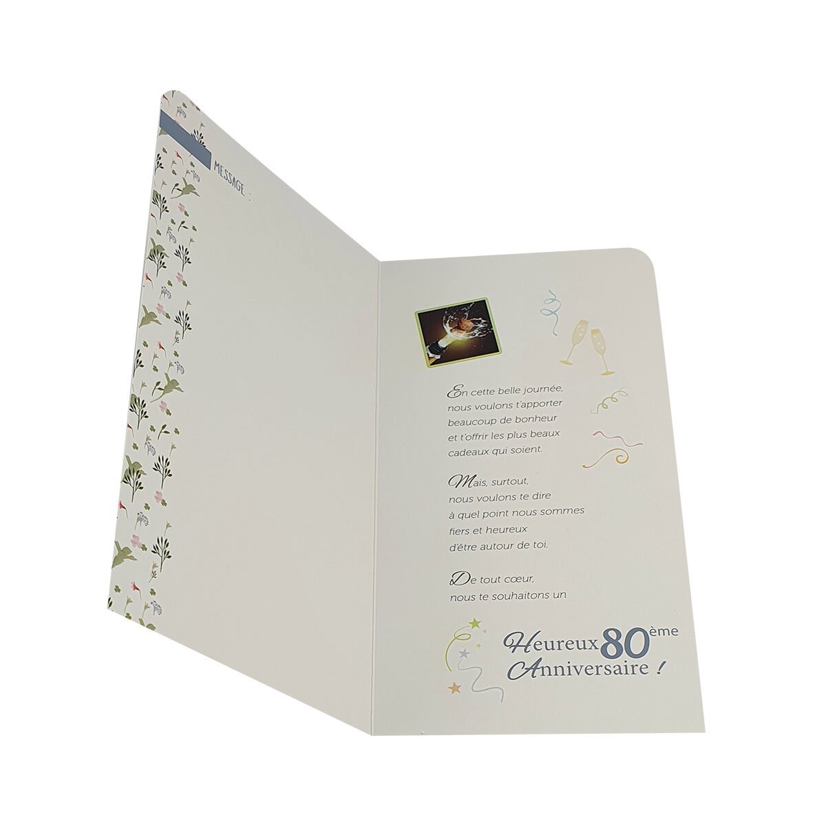 2-fold postcard for 80 years of L 22.0 X l 11.5 cm folded with envelope Words from the heart