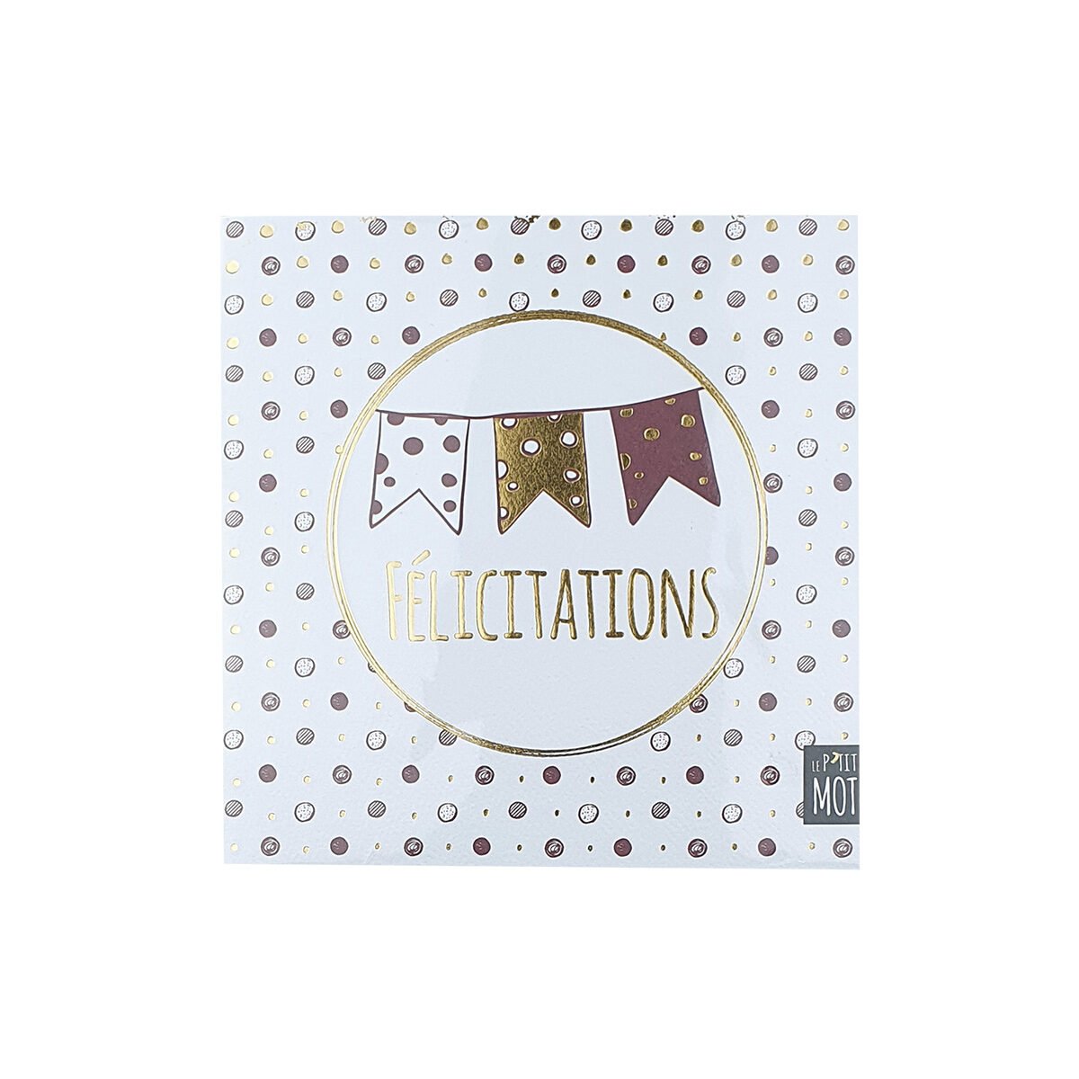 2-fold postcard for congratulations, 13 X 13 cm, folded with Le p'tit mot envelope
