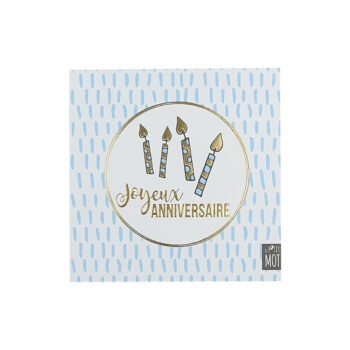 2-fold birthday postcard, 13 X 13 cm, folded with Le p'tit mot envelope