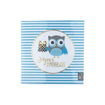 2-fold birthday postcard, 13 X 13 cm, folded with Le p'tit mot envelope