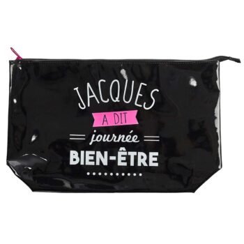 Toilet bag in shiny black PVC L 37.0 X H 23.0 X D 10.0 cm Jacques said "well-being"