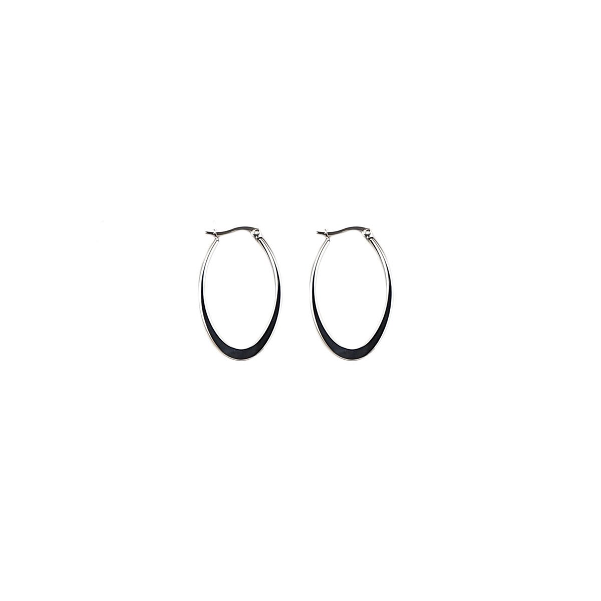 Pair of oval hoop earrings L 3.5 cm in stainless steel
