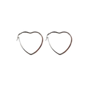 Pair of heart hoop earrings D 4.0 cm in stainless steel