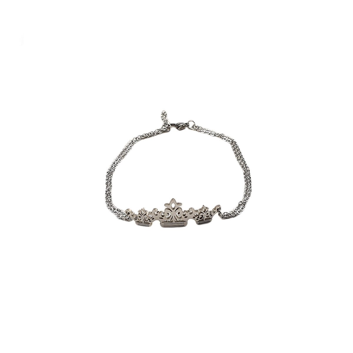 Stainless steel bracelet 3 crowns L 29 cm adjustable