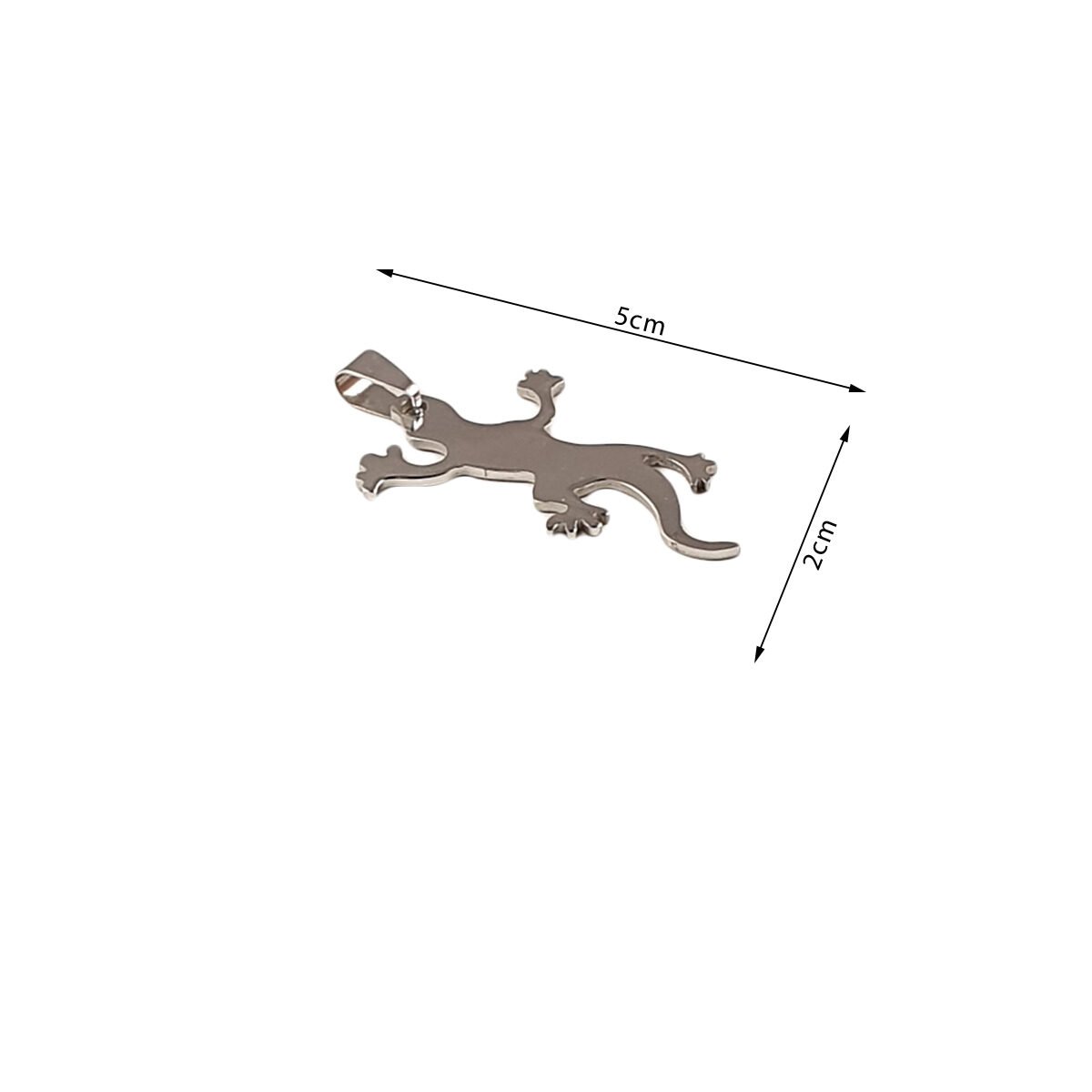 Pendentif en acier inoxydable lézard H 5.0 X l 2.0 cm