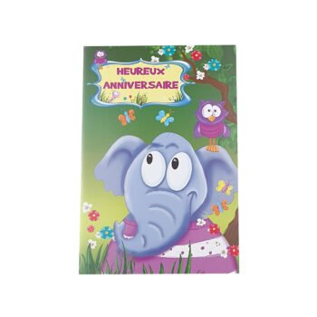 Classic 2-fold postcard for children's birthday, L 17.0 X l 11.5 cm, folded with envelope