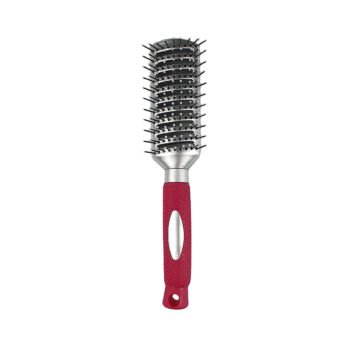 Hairbrush with spikes in silver plastic ball finish and fuchsia rubber handle Elegance Beauty