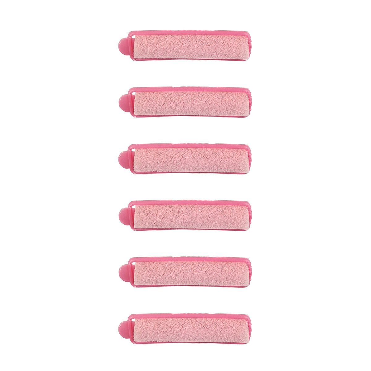 Set of 6 pink foam curlers D 15 mm