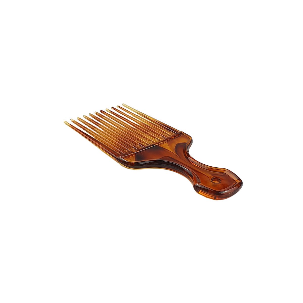 Brown plastic wide tooth afro comb