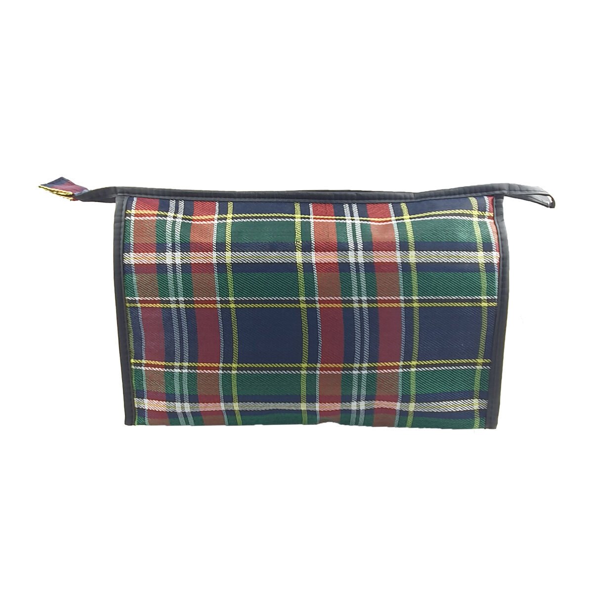 Scottish fabric toiletry bag with 3 compartments and 1 front pocket L 30 x W 8 x H 20 cm