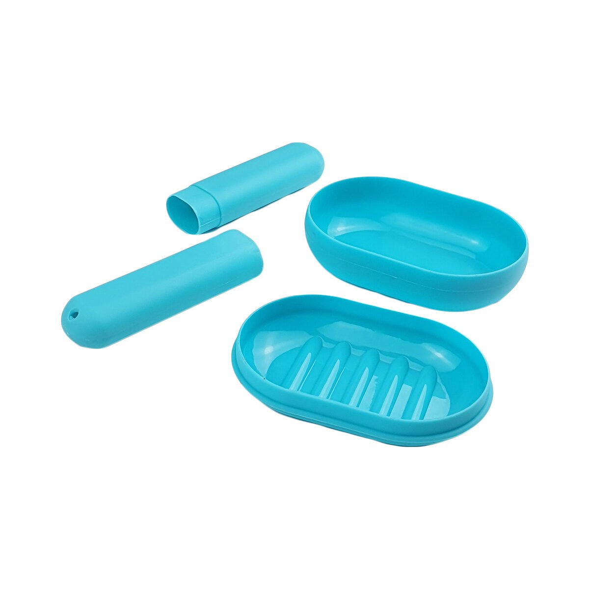 2 piece travel kit plastic soap dish and toothbrush holder