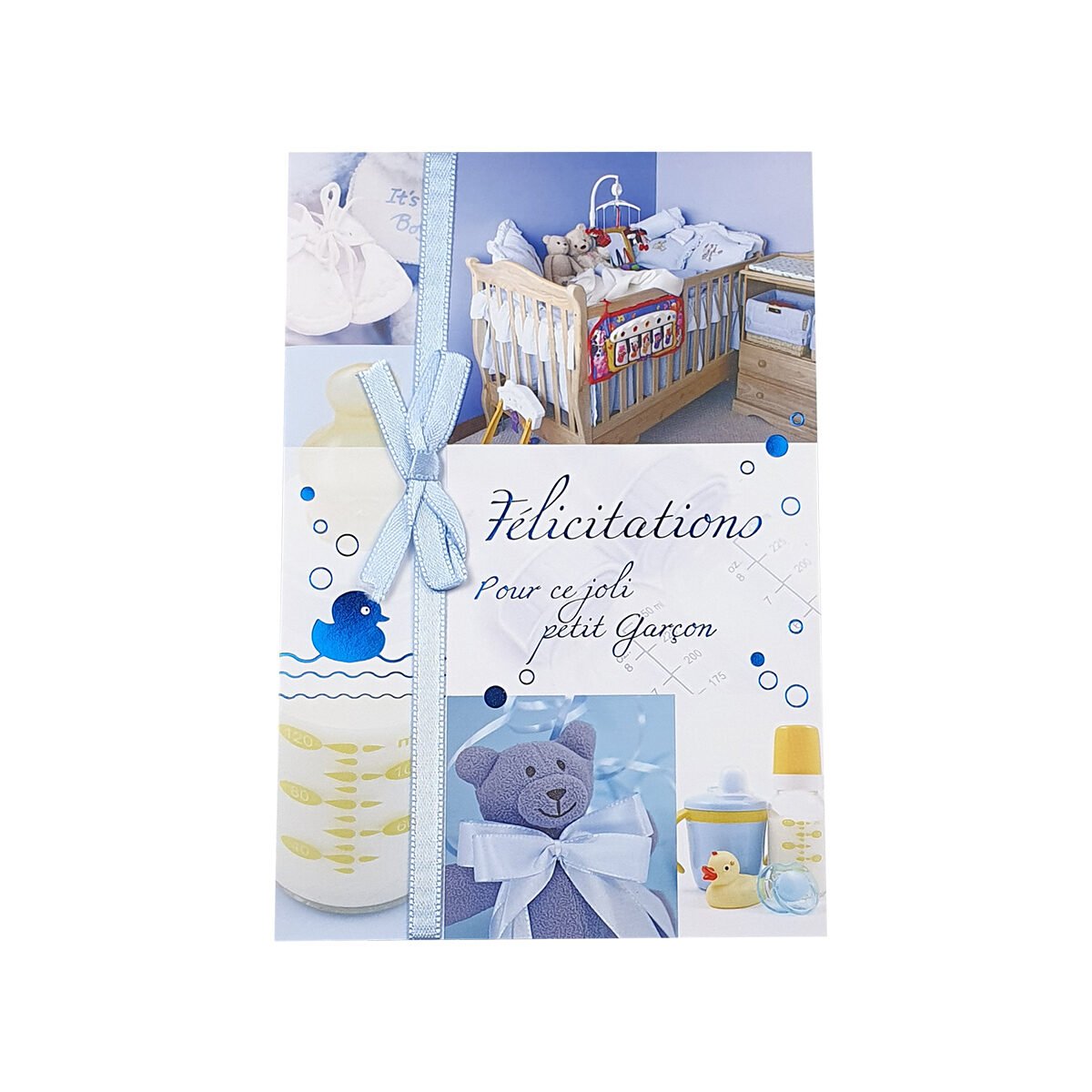 Classic 2-fold postcard for newborn boy, L 17.0 X l 11.5 cm, folded with envelope