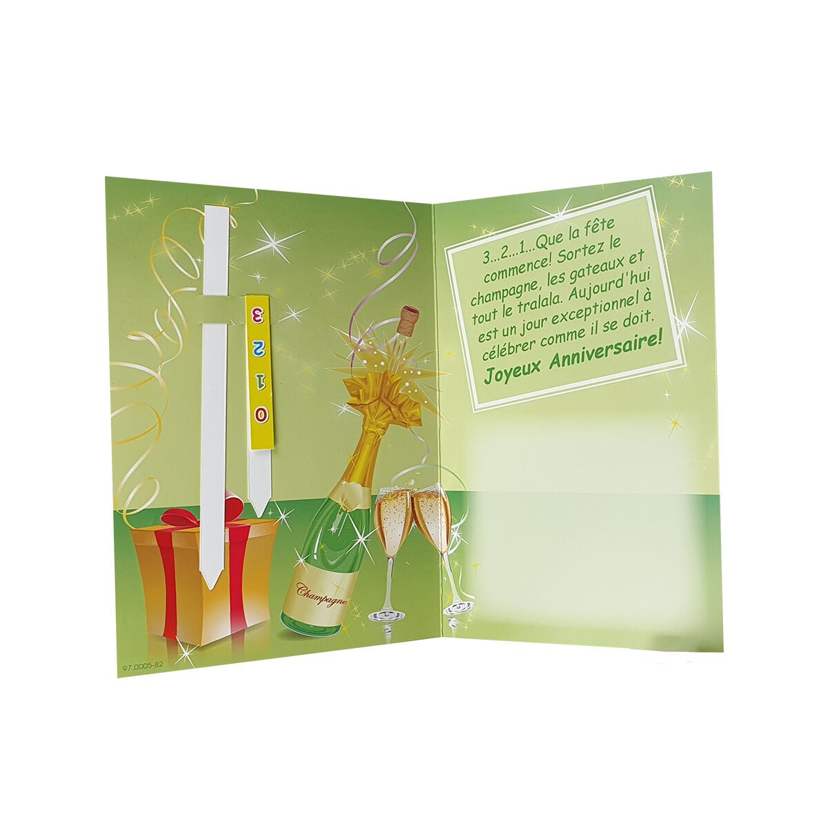 Classic 2-fold postcard for birthday with changeable age of L 17.0 X l 11.5 cm folded with envelope