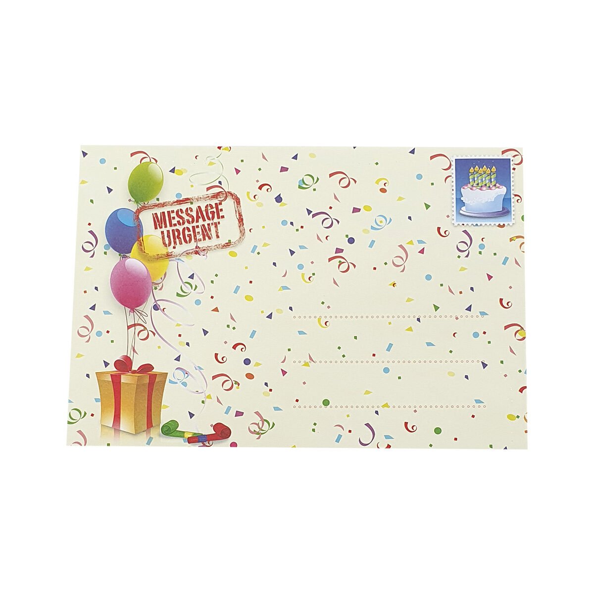 Carte postale classique 2 volets pour anniversaire avec âge modifiable de L 17.0 X l 11.5 cm pliée avec enveloppe