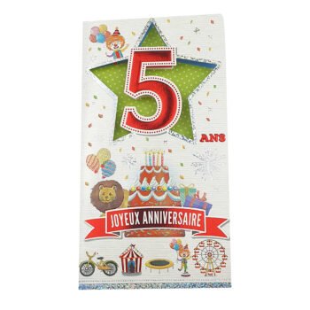 2-fold postcard for 5 years of L 22.5 X l 12.0 cm folded with envelope Age card