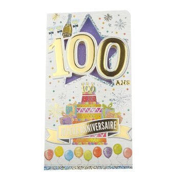 2-fold postcard for 100 years of L 22.5 X l 12.0 cm folded with envelope Age card