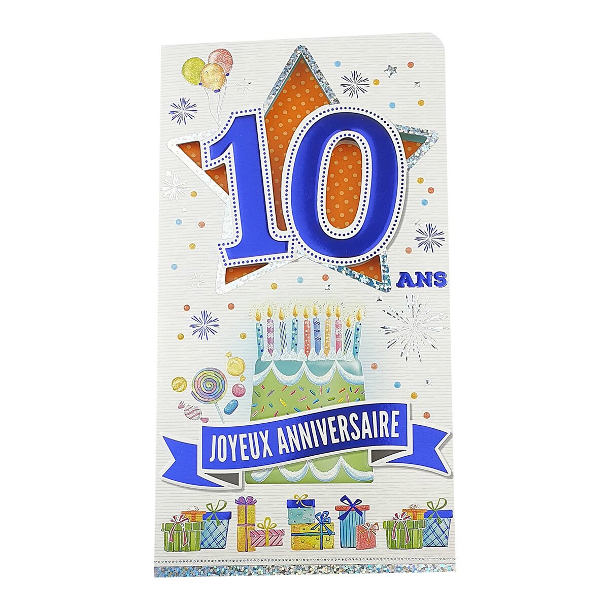2-fold postcard for 10 years of L 22.5 X l 12.0 cm folded with envelope Age card