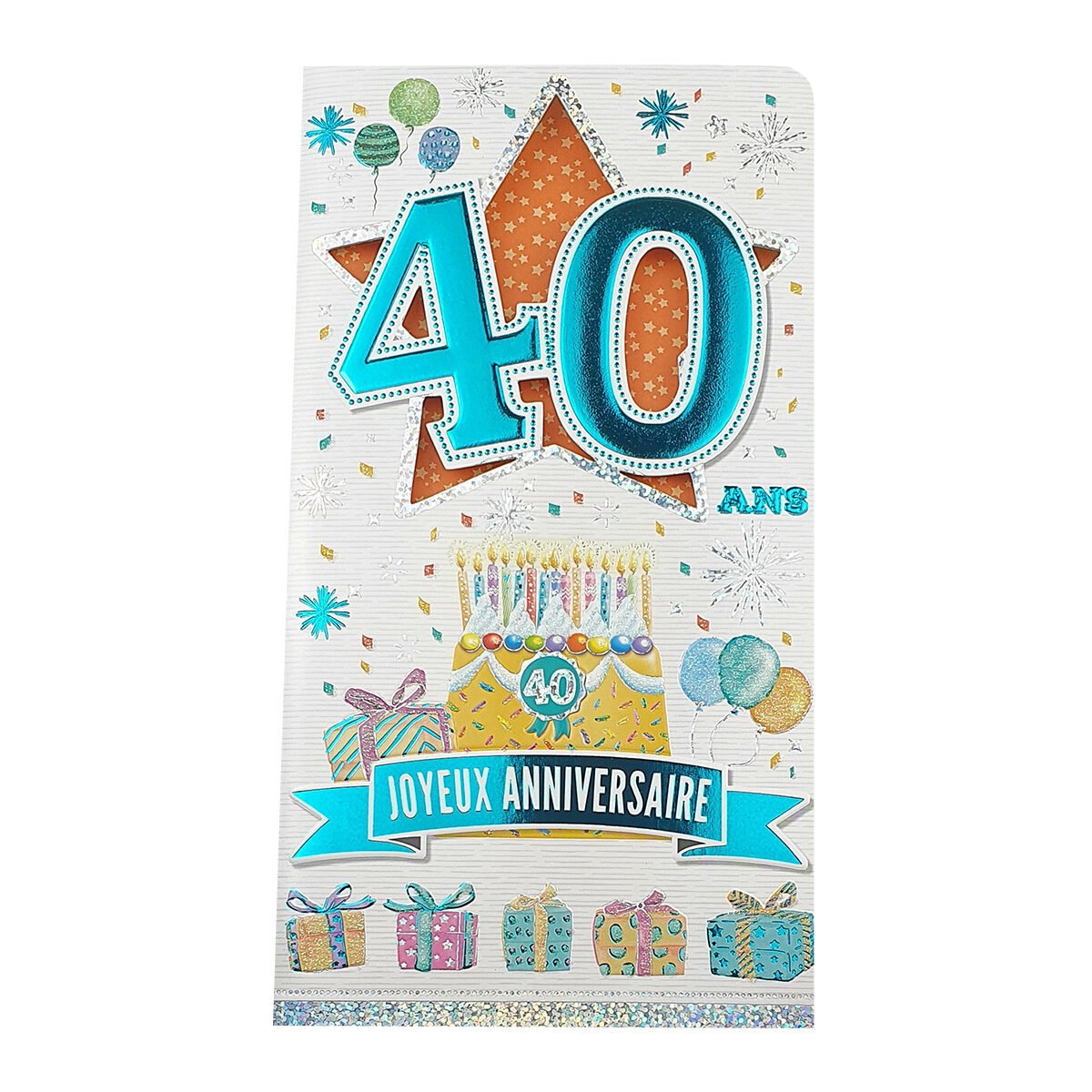 Carte postale 2 volets pour 40 ans de L 22.5 X l 12.0 cm pliée avec enveloppe Carte âge