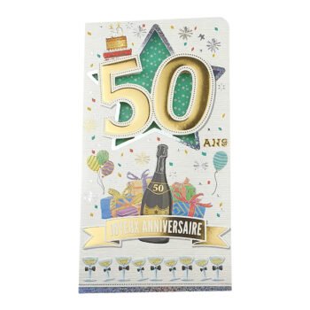 2-fold postcard for 50 years of L 22.5 X l 12.0 cm folded with envelope Age card