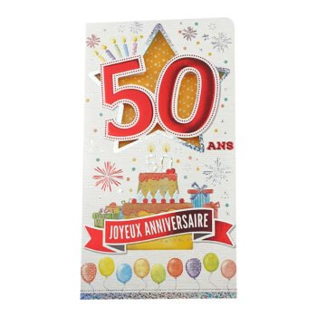 2-fold postcard for 50 years of L 22.5 X l 12.0 cm folded with envelope Age card