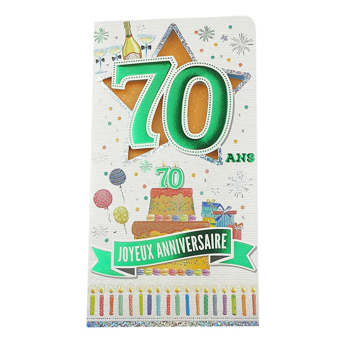 2-fold postcard for 70 years of L 22.5 X l 12.0 cm folded with envelope Age card