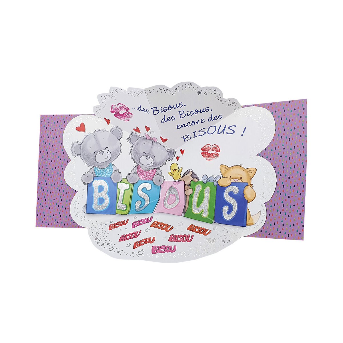 2-fold postcard for any occasion of L 18 X l 16 cm folded with Pop up envelope