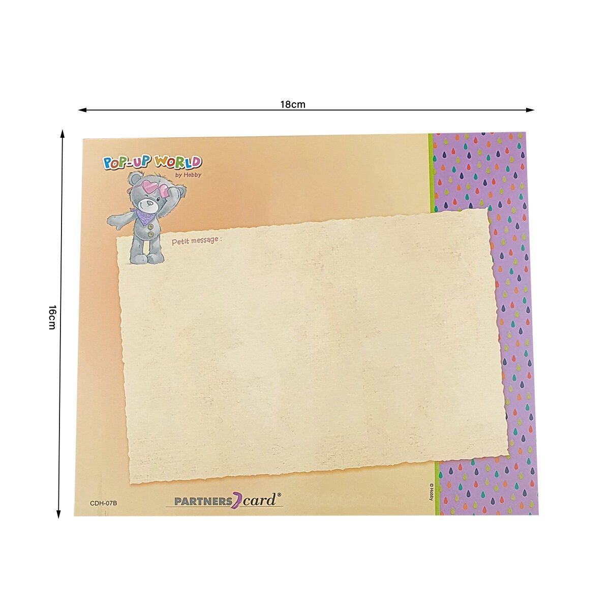 2-fold postcard for any occasion of L 18 X l 16 cm folded with Pop up envelope