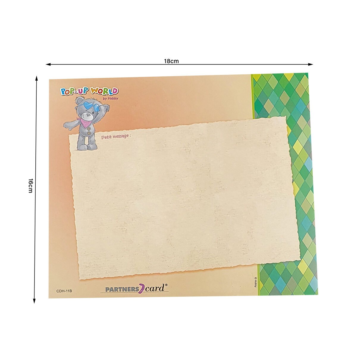 2-fold postcard for birthday of L 18 X l 16 cm folded with Pop up envelope