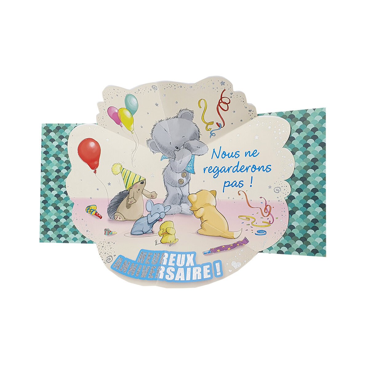 2-fold postcard for birthday of L 18 X l 16 cm folded with Pop up envelope