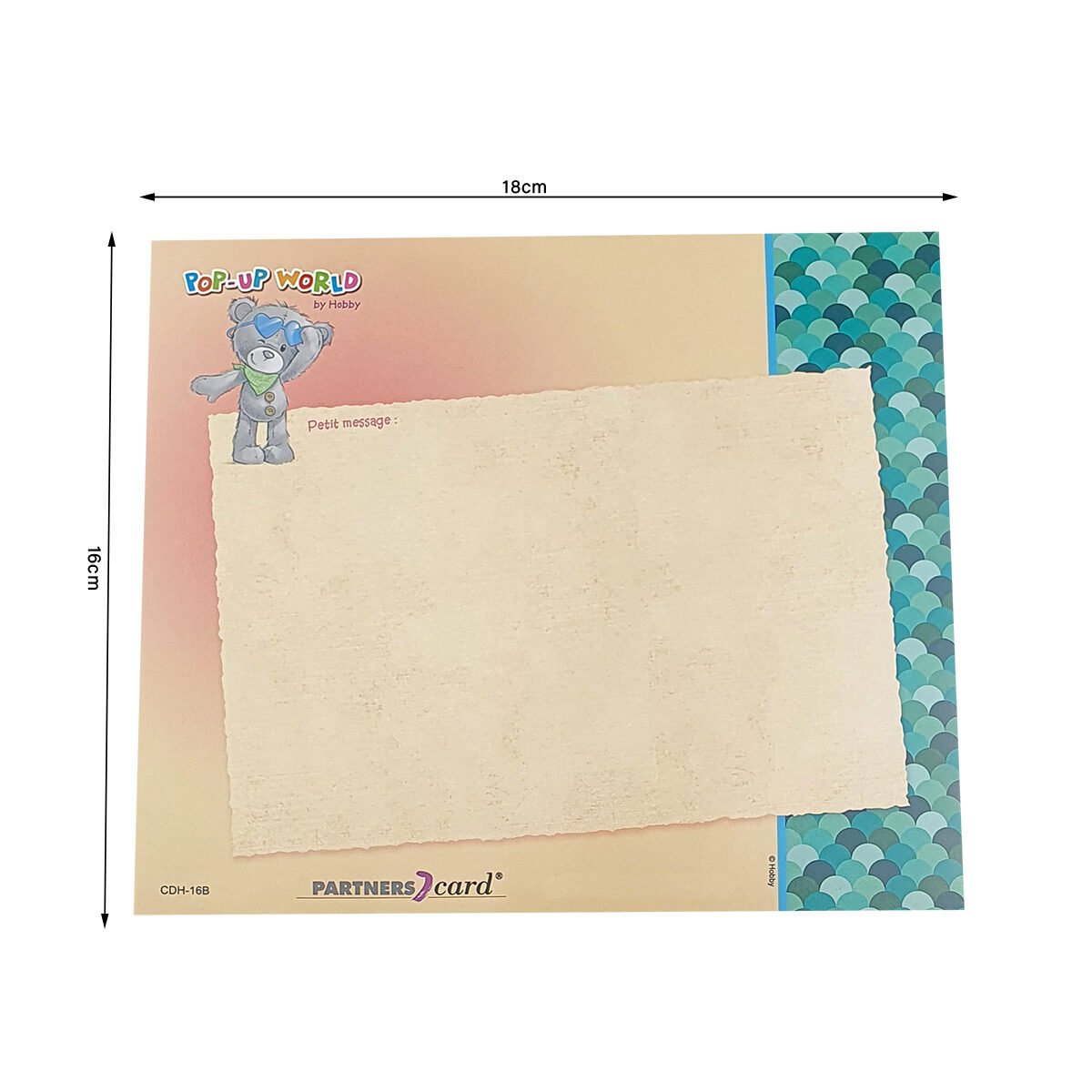 2-fold postcard for birthday of L 18 X l 16 cm folded with Pop up envelope