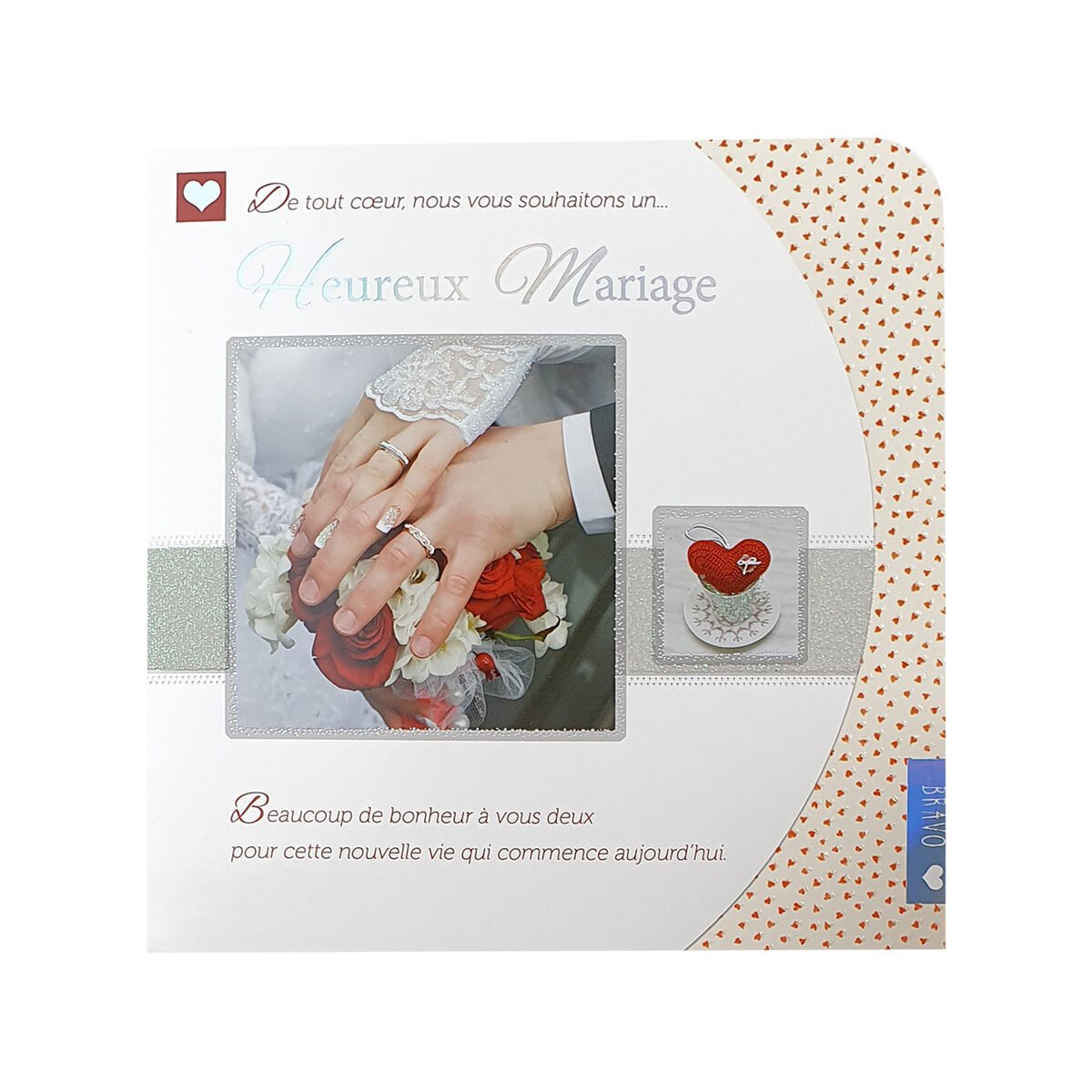 2-fold postcard for wedding 16 X 16 cm folded with envelope Les mots du cœur