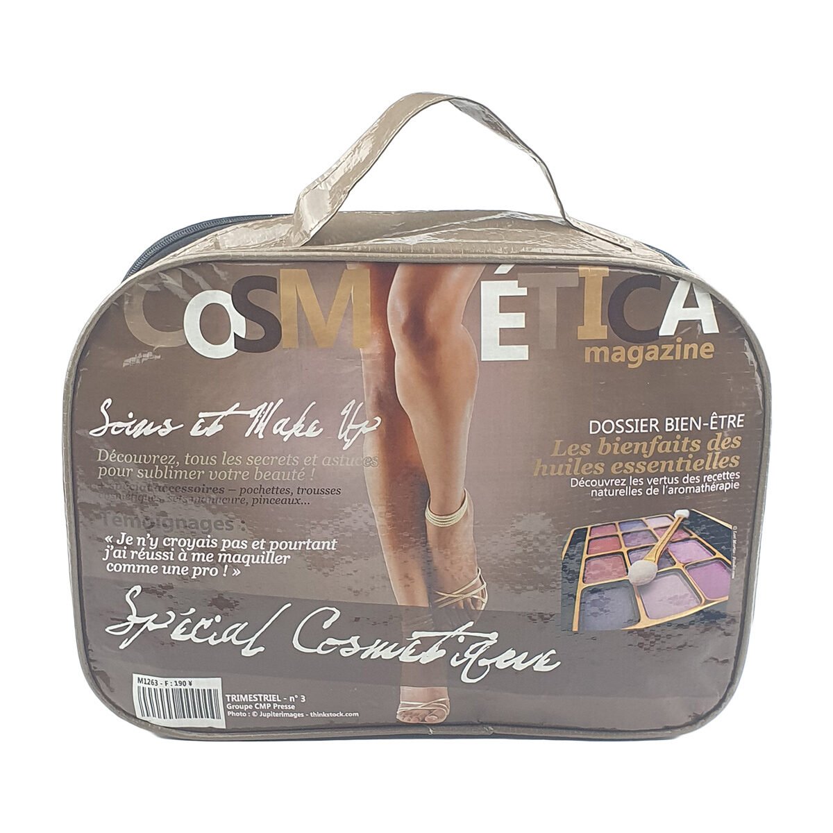 Toiletry bag with handle and full opening with magazine cover pattern L 28 x W 9 x H 20 cm