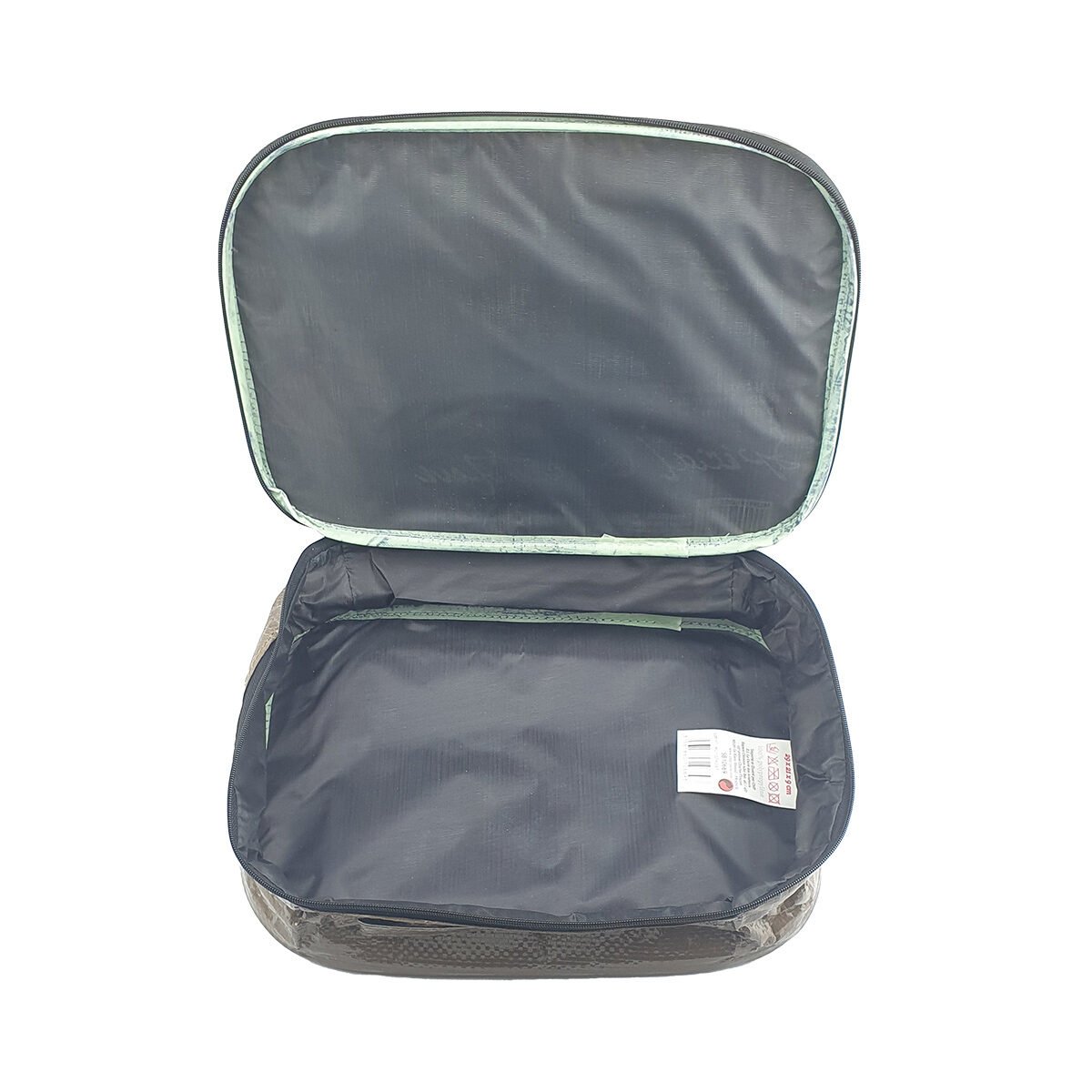 Toiletry bag with handle and full opening with magazine cover pattern L 28 x W 9 x H 20 cm