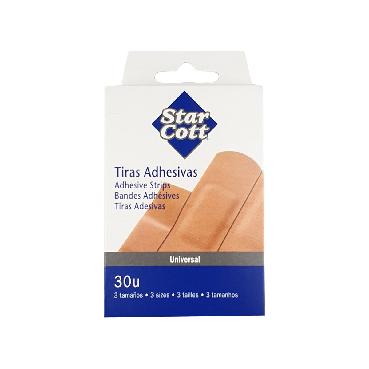 Lot de 30 pansements universels microperforés de 3 tailles différentes assorties Star Cott