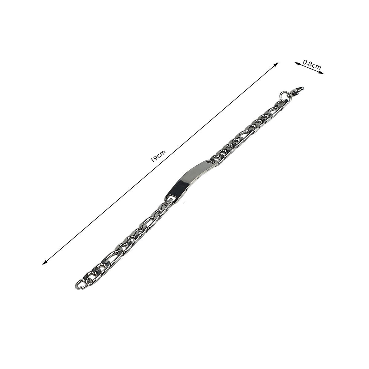 Gourmette acier inoxydable maille Figaro L 19.0 X 0.8 cm avec plaque à graver