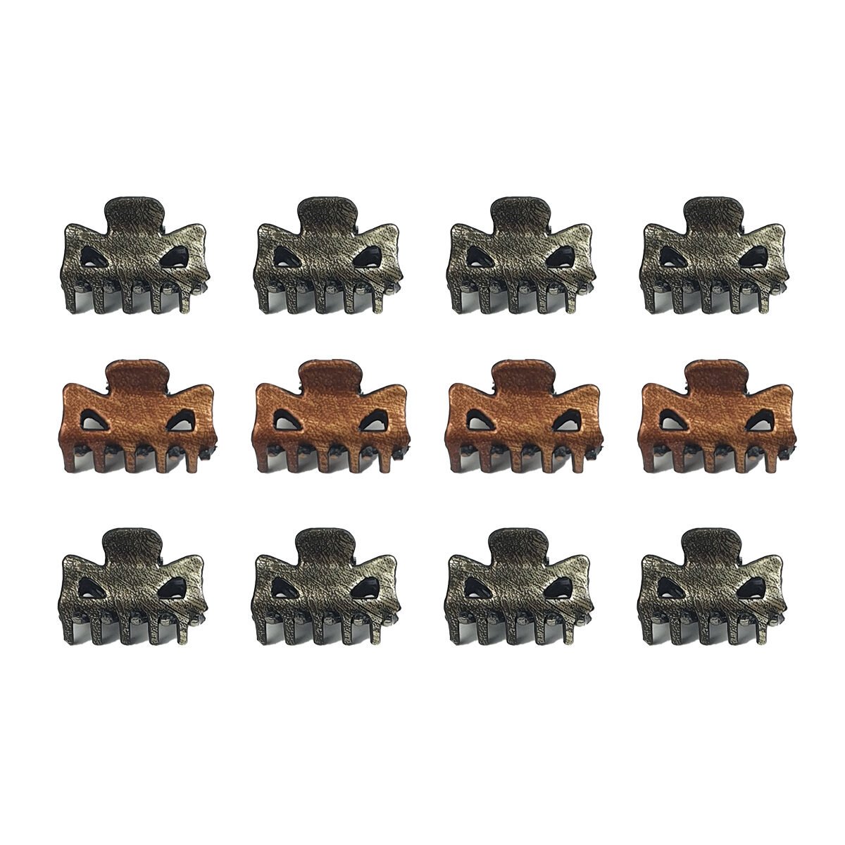 Lot de 12 mini pinces à cheveux crabe de 2 couleurs métallisées différentes assorties en plastique