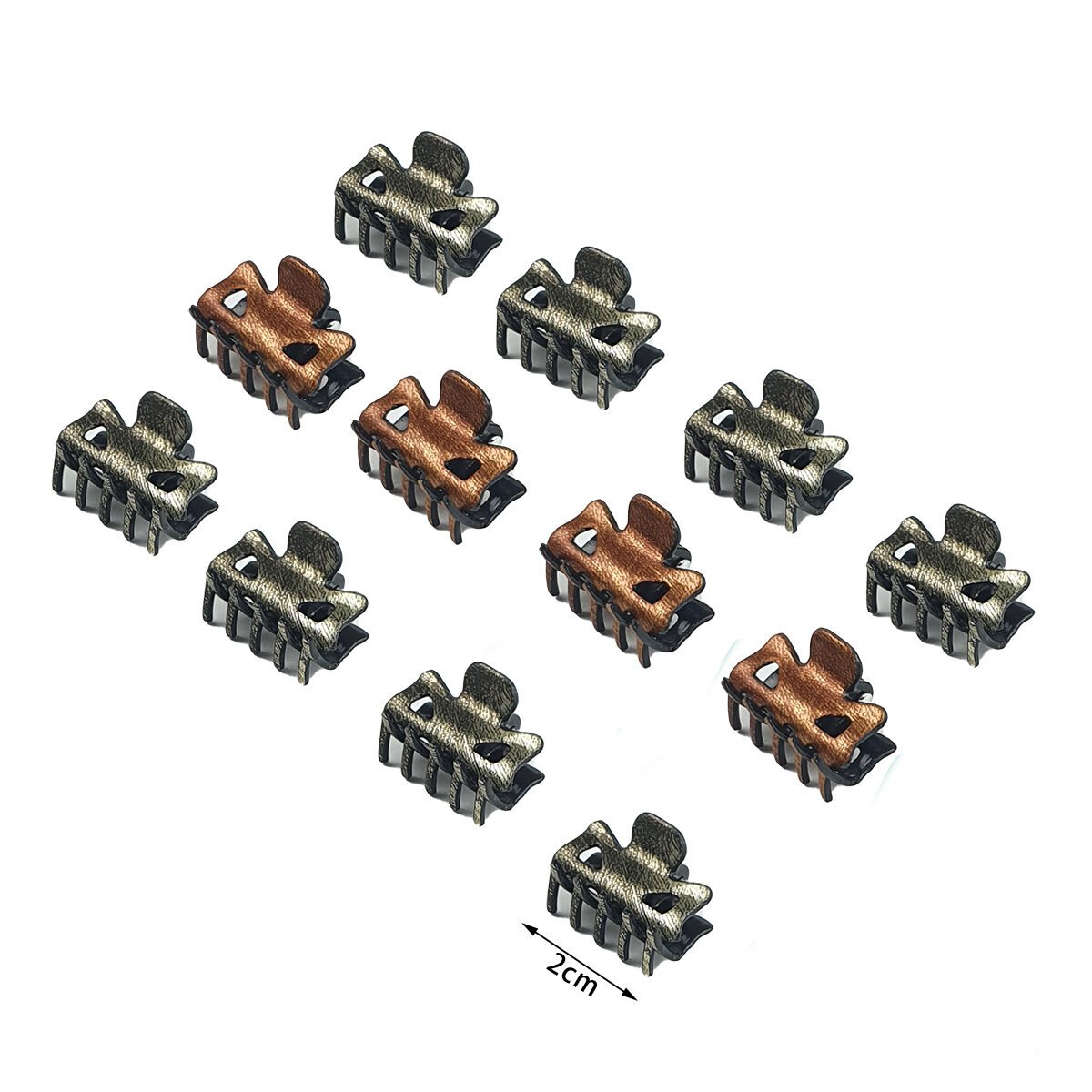 Lot de 12 mini pinces à cheveux crabe de 2 couleurs métallisées différentes assorties en plastique