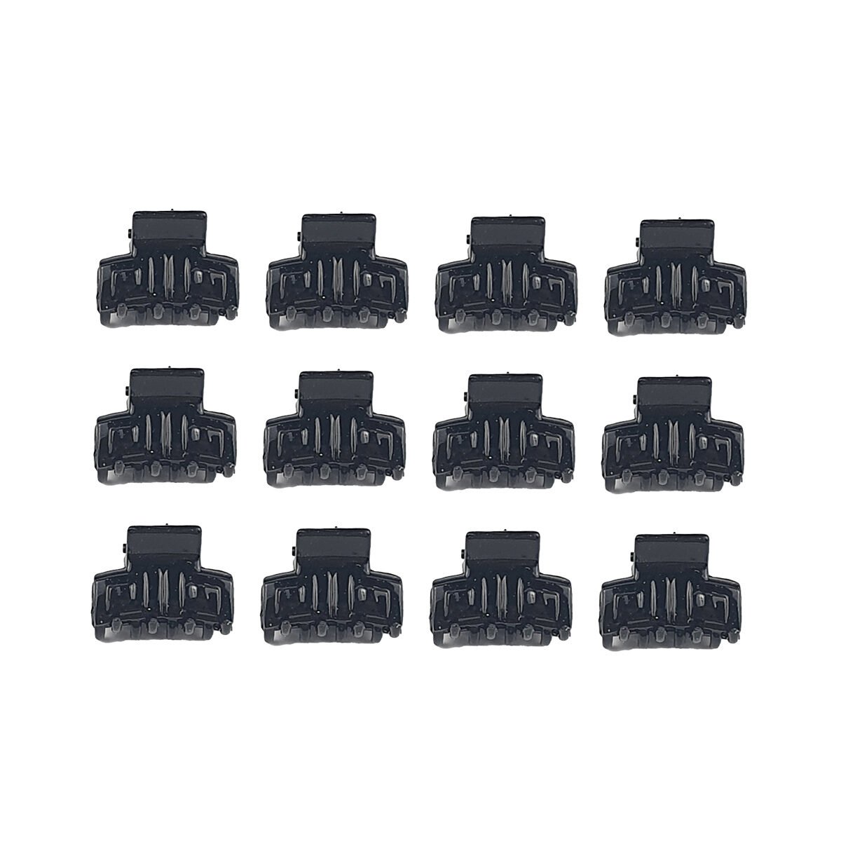 12 Pack Mini Black Plastic Crab Hair Clips