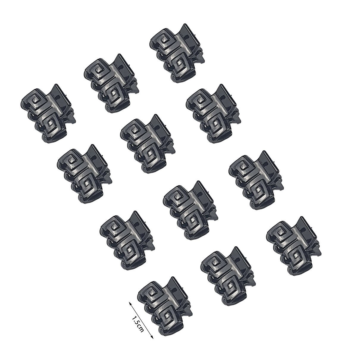 12 Pack Mini Black Plastic Crab Hair Clips