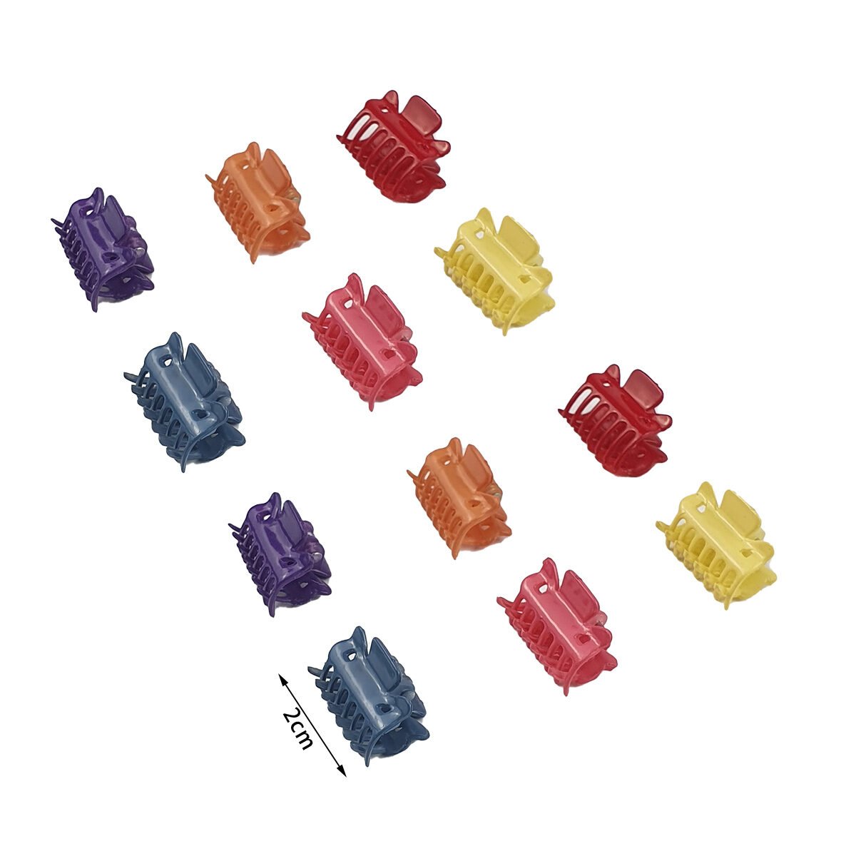 Lot de 12 mini pinces à cheveux crabe de 6 couleurs différentes assorties en plastique