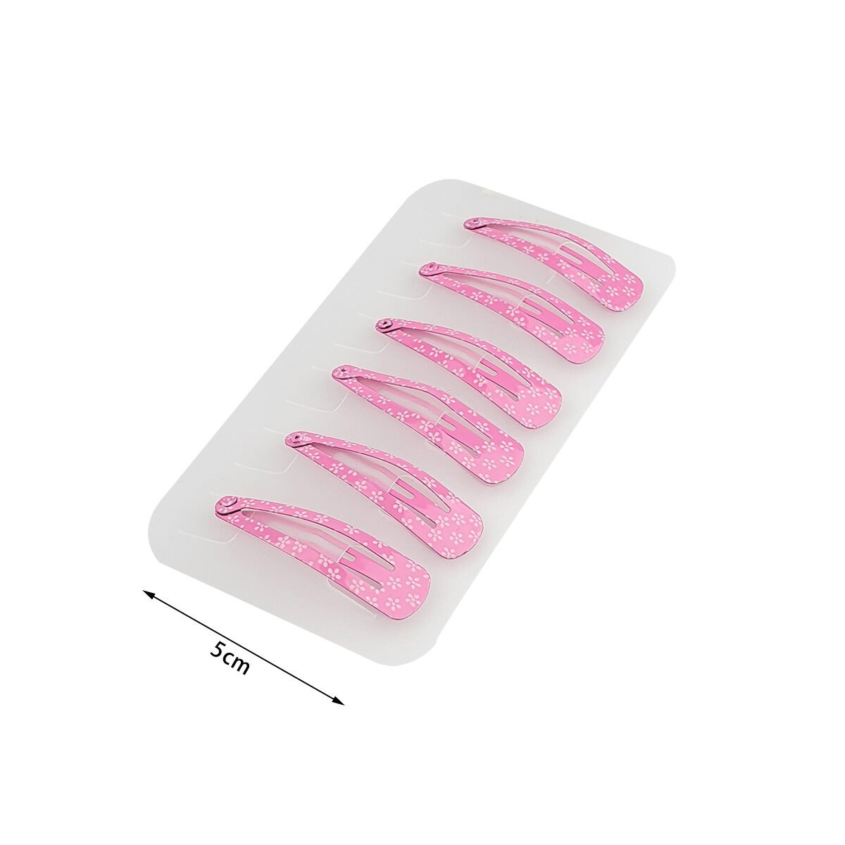 Set of 6 pink clic clac hair clips L 5 cm with flower patterns in metal