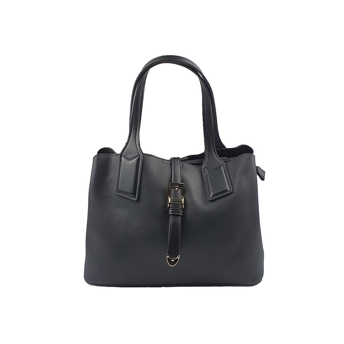 Sac à main synthétique noir à plusieurs compartiments et pochettes L 31 x l 13 x H 24 cm avec 2 poignées et une bandoulière réglable Orella