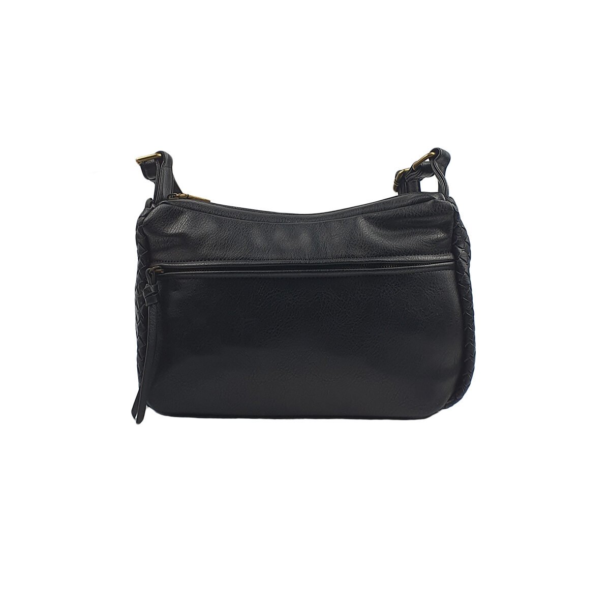 Sac à main synthétique noir à plusieurs compartiments et pochettes L 30 x l 11 x H 20 cm à bandoulière réglable Mandoline