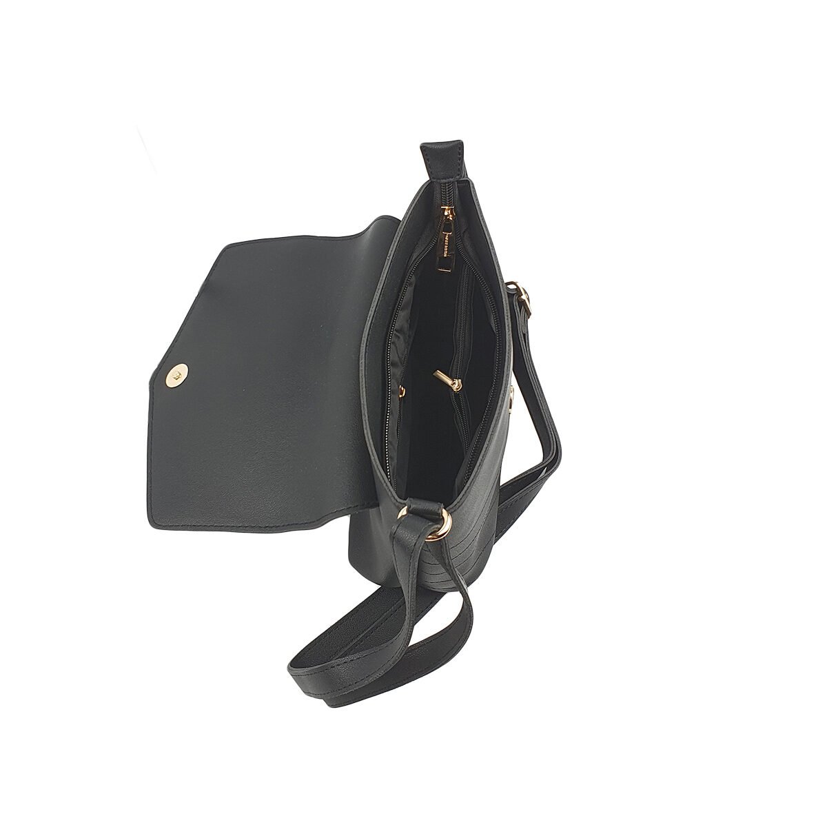 Sac à main synthétique noir à plusieurs compartiments et pochettes L 21 x l 9 x H 18 cm à bandoulière réglable Winnerbag