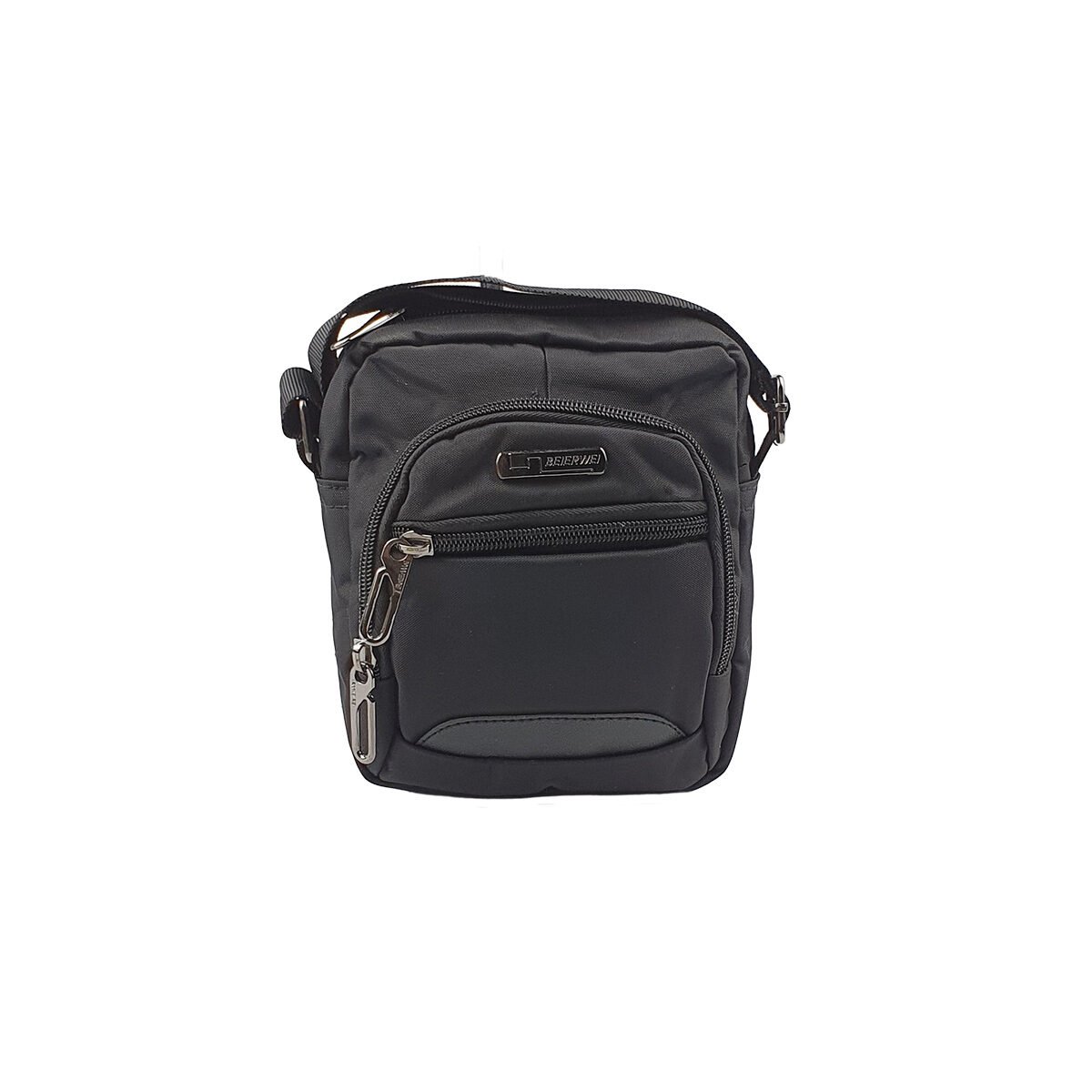 Black synthetic bag with several compartments and fleece pockets L 16 x W 9 x H 18 cm with a handle, a belt clip and an adjustable shoulder strap Beierwei
