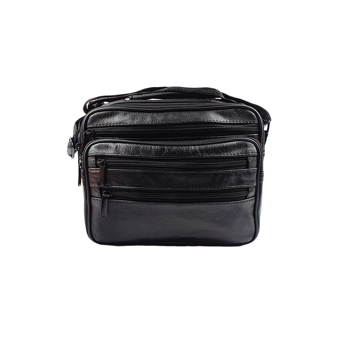 Sacoche synthétique noir à plusieurs compartiments et pochettes L 24 x l 12 x H 21 cm avec un poignée et une bandoulière réglable