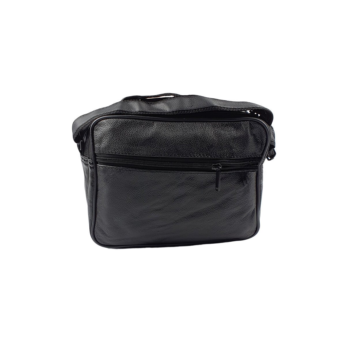 Sacoche synthétique noir à plusieurs compartiments et pochettes L 24 x l 12 x H 21 cm avec un poignée et une bandoulière réglable